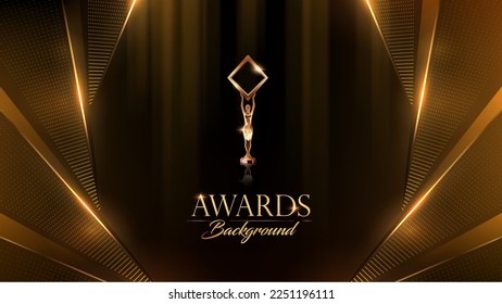 Golden Awards Background. Jubilee Night Decorative Invitation. Trophy on Stage platform with spotlight. Wedding Entertainment Hollywood Bollywood Night. Elegant Luxury Steps Floor. Film Awards.  svg