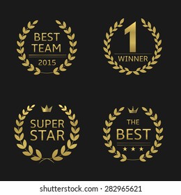 Golden awards laurel wreaths: best team, winner, super star, best.