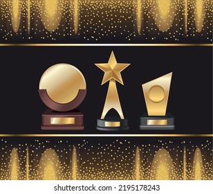 premios dorados en fondo de afiches
