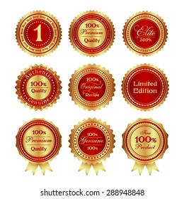 Golden awards and seals, vector illustration