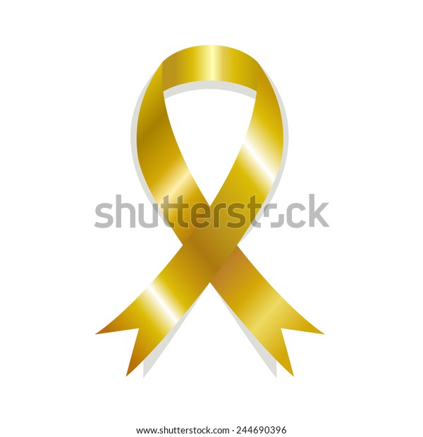 Golden Awareness Ribbon Childhood Cancer Vector Stock Vector (royalty 