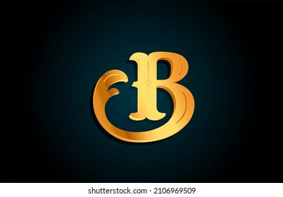 Golden B Alphabet Letter Logo Icon Stock Vector (Royalty Free ...