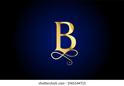 diseño de icono del logotipo de la letra del alfabeto monograma dorado B elegante. Brújula corporativa de vintage para productos de lujo y empresa