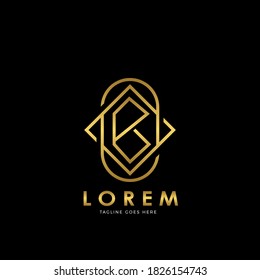Golden B Initial letter Logo Vector Design Concept Geometrical Line