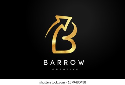 Golden B Logo.B Letter Design Vector Illustration Modern Monogram Icon.