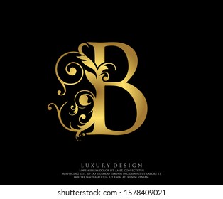 Golden B Luxury Logo Icon, Vintage Letter Logo Design.