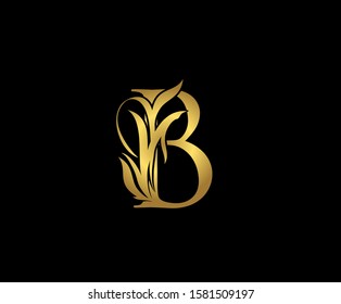 Golden B Luxury Logo Icon, Classy  Gold Letter Logo Design.