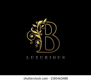 Golden B Luxury Logo Icon, Classy Letter Logo Design.