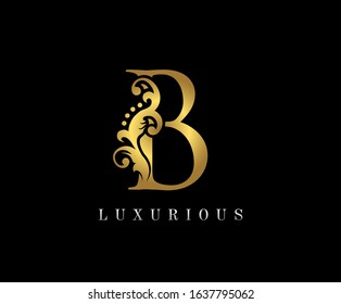 Golden B Luxury Logo Icon, Vintage Gold Z Letter Logo Design.