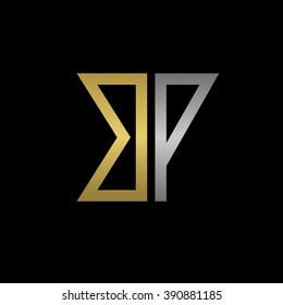 Golden B and silver P letters logo template for your business company