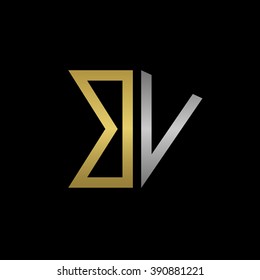 Golden B and silver V letters logo template for your business company