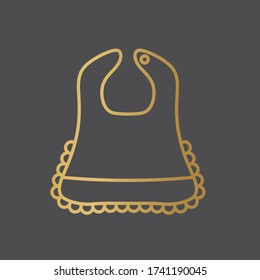golden baby bib icon - vector illustration