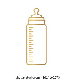 golden baby milk bottle icon- vector illustration