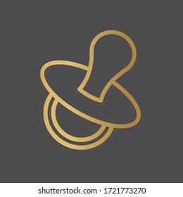 golden baby pacifier icon- vector illustration