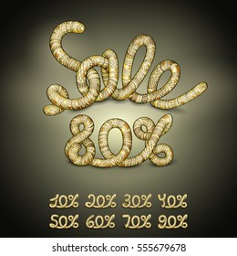 Golden backdrop text Sale with all digits and percentage sign