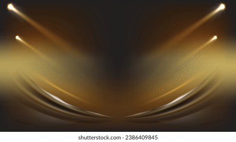Fondo dorado formas geométricas abstractas de diseño de lujo papel tapiz.Capa realista elegante luz brillante futurista.Plantilla de diseño de portada.