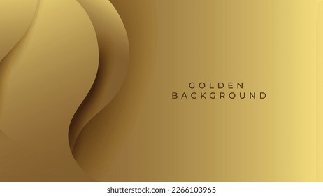 Golden background. Abstract vector background. Curvy line design. Shadow with depth. Modern vector template. HD golden wallpaper design