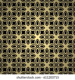 Golden background with abstract vintage ornament. Template for design