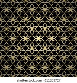 Golden background with abstract vintage ornament. Template for design