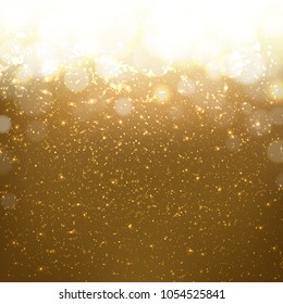 Golden Background With Bokeh With Gradient Mesh, Vector Illustration