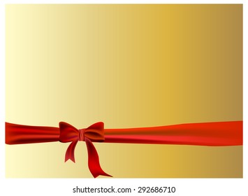 Golden background with bow and ribbon belt