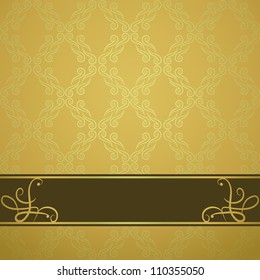 golden background with a brown board
