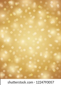 Golden background with circles bokeh, vector illustration