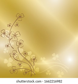 golden background with clover branches for st patrick's day - vector 