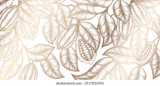 Golden Background with Cocoa - Hand Drawn in Vintage Style