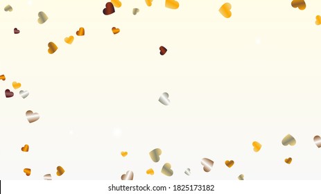 Golden Background with Confetti of Glitter Particles. St. Valentine Day. Holiday pattern. Light Spots. Explosion of Confetti. Glitter Vector Illustration. Design for Print.