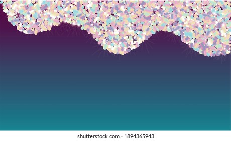 Golden Background with Confetti of Glitter Particles. St. Valentine Day. Anniversary pattern. Light Spots. Explosion of Confetti. Glitter Vector Illustration. Design for Template.