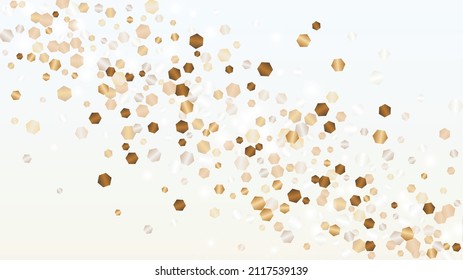 Golden Background with Confetti of Glitter Particles. Sparkle Lights Texture. Birthday pattern. Light Spots. Star Dust. Explosion of Confetti. Design for Cover.