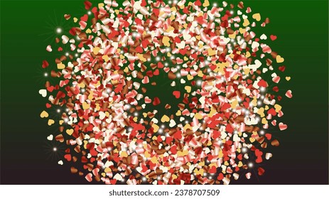 Golden Background with Confetti of Glitter Particles. Sparkle Lights Texture. Christmas pattern. Light Spots. Star Dust. Explosion of Confetti. Design for Flyer.