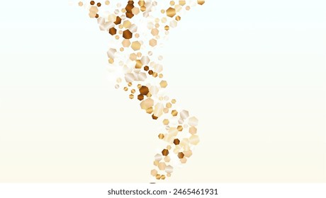 Golden Background with Confetti of Glitter Particles. Sparkle Lights Texture. New Year pattern. Light Spots. Star Dust. Explosion of Confetti. Design for Cover.