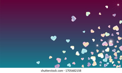 Golden Background with Confetti of Hearts Glitter Particles. St. Valentine Day. New Year pattern. Light Spots. Explosion of Confetti. Glitter Vector Illustration. Design for Banner.