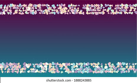 Golden Background with Confetti of Hearts Glitter Particles. St. Valentine Day. Anniversary pattern. Light Spots. Explosion of Confetti. Glitter Vector Illustration. Design for Flyer.
