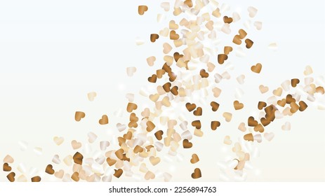 Golden Background with Confetti of Hearts Glitter Particles. St. Valentine Day. Party pattern. Light Spots. Explosion of Confetti. Glitter Vector Illustration. Design for Sale.