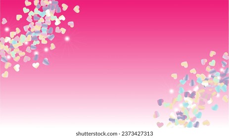 Golden Background with Confetti of Hearts Glitter Particles. St. Valentine Day. Celebration pattern. Light Spots. Explosion of Confetti. Glitter Vector Illustration. Design for Web.