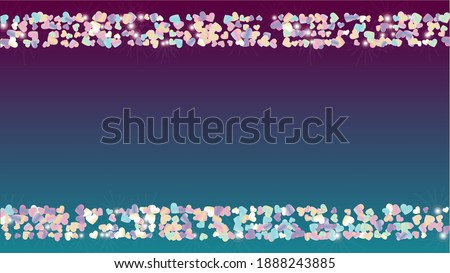 Golden Background with Confetti of Hearts Glitter Particles. St. Valentine Day. Anniversary pattern. Light Spots. Explosion of Confetti. Glitter Vector Illustration. Design for Flyer.