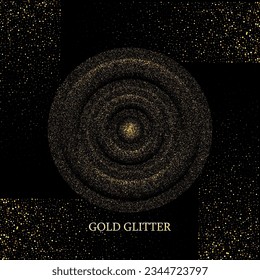 Diseño de fondo dorado, polvo fino de partículas doradas sobre un fondo negro