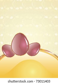 golden background with Easter eggs