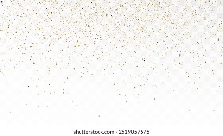 Fondo dorado con brillantina caída. Chispa que cae. Partículas brillantes doradas sobre fondo blanco. Vector de confeti espumoso de lujo.