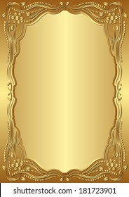 golden background with floral frame