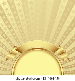 golden background with frame and ribbon