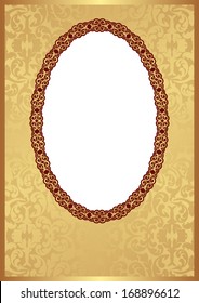 golden background with frame and transparent space insert for picture