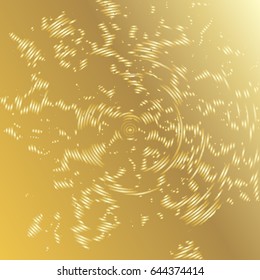 Golden background with grunge concentric circles. Vector illustration