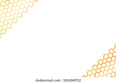 Golden background with honeycomb shapes. Vector illustration. Pattern with glitter effect. Template texture for invitation, poster, card,  banner, announcements and others. Doodle style.