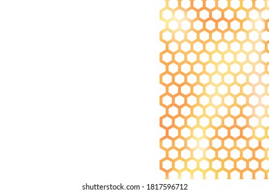 Goldener Hintergrund mit Wabenformen. Vektorgrafik. Muster mit glatterem Effekt. Template Textur für Einladung, Poster, Karte, Banner, Ankündigungen und andere. Doodle-Stil.