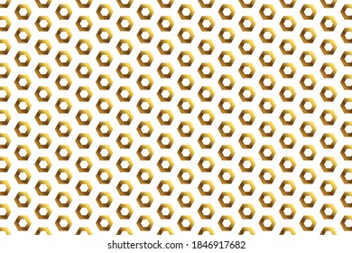 Fondo dorado con formas de panal de miel. Ilustración vectorial. Patrón con efecto de brillo. Textura de plantilla para invitación, afiche, tarjeta, banner, anuncios y otros. Estilo Doodle.