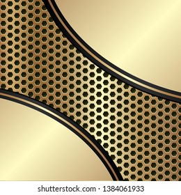 golden background and metal grate texture